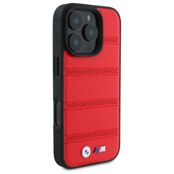 Etui BMW M Perforated And Stitched Line MagSafe na iPhone 16 Pro Max - czerwone