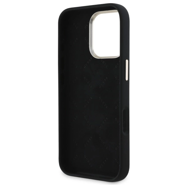 Etui Guess Silicone Script Metal Logo & Frame na iPhone 16 Pro - czarne