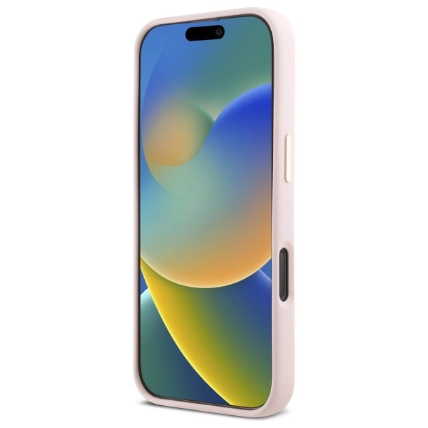 Etui Guess Silicone Script Metal Logo & Frame na iPhone 16 Pro - różowe