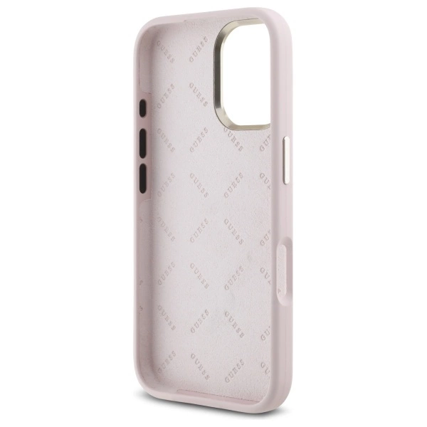Etui Guess Silicone Logo Strass 4G na iPhone 16 - jasnoróżowe