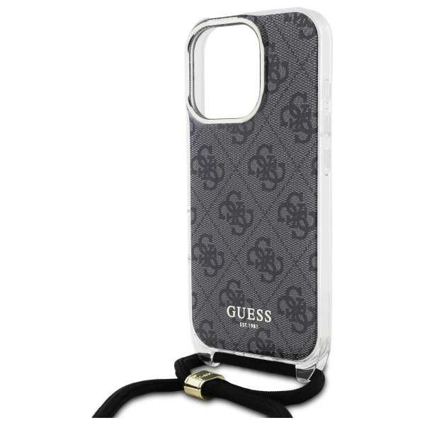 Etui Guess Crossbody Cord 4G Print na iPhone 16 Pro Max - czarne