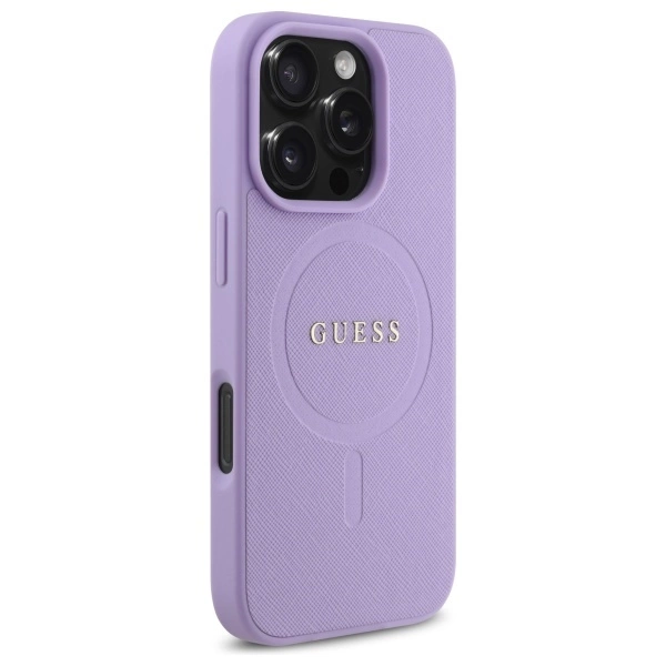 Etui Guess Saffiano MagSafe na iPhone 16 Pro - fioletowe