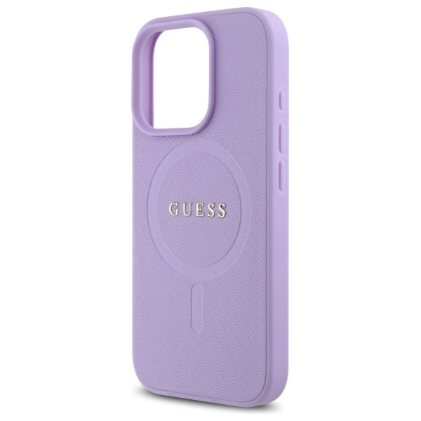 Etui Guess Saffiano MagSafe na iPhone 16 Pro - fioletowe