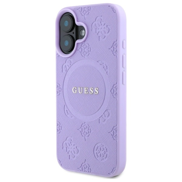 Etui Guess Saffiano Peony Classic Logo MagSafena iPhone 16 Plus - fioletowe