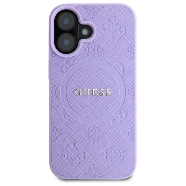 Etui Guess Saffiano Peony Classic Logo MagSafena iPhone 16 Plus - fioletowe