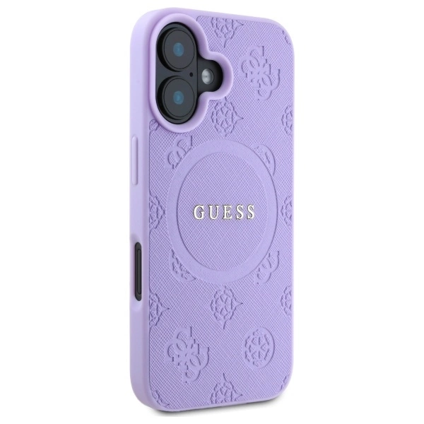 Etui Guess Saffiano Peony Classic Logo MagSafena iPhone 16 Plus - fioletowe