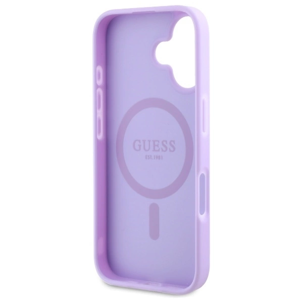 Etui Guess Saffiano Peony Classic Logo MagSafena iPhone 16 Plus - fioletowe