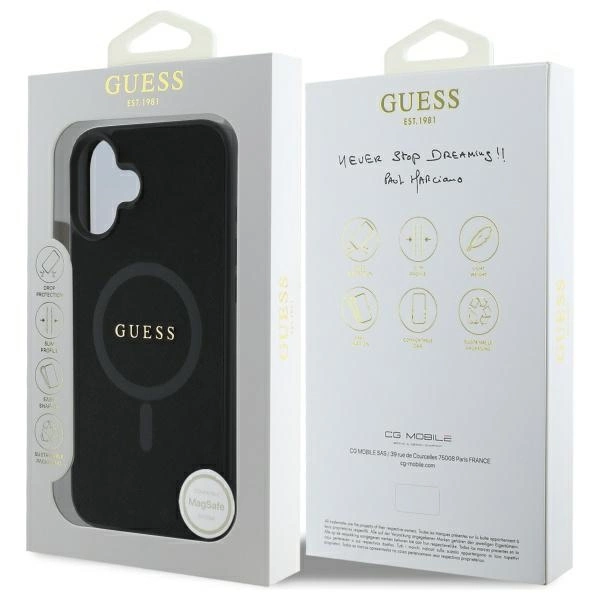 Etui Guess Saffiano Classic Logo MagSafe na iPhone 16 - czarne