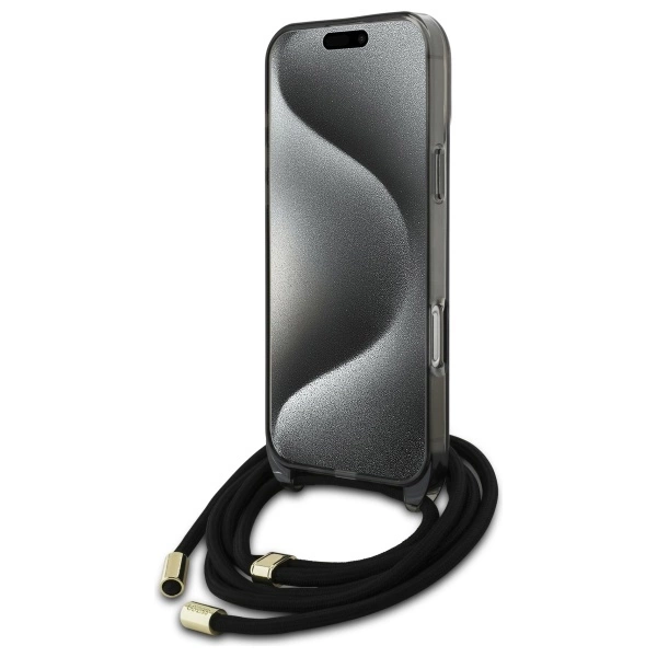 Etui Guess Crossbody Cord Script MagSafe na iPhone 16 Pro Max - czarne