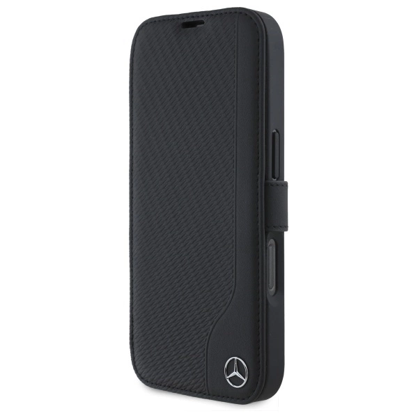 Etui Mercedes Leather Wood Imitation na iPhone 16 - czarne