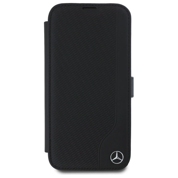 Etui Mercedes Leather Wood Imitation na iPhone 16 - czarne