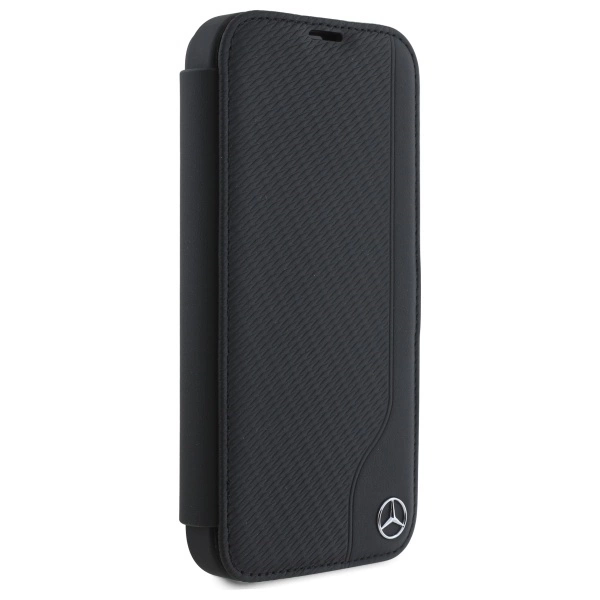 Etui Mercedes Leather Wood Imitation na iPhone 16 - czarne