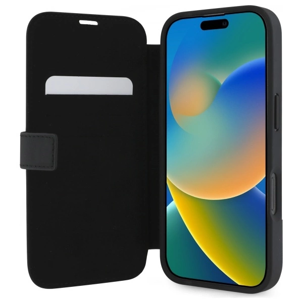 Etui Mercedes Leather Wood Imitation na iPhone 16 - czarne