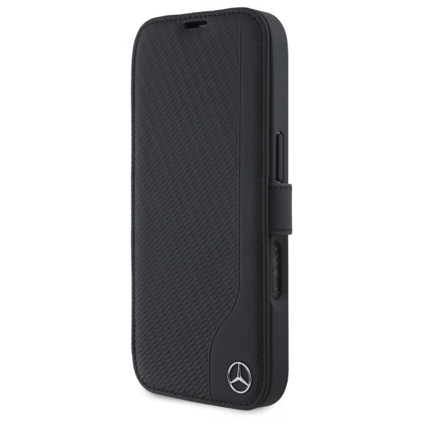 Etui Mercedes Leather Wood Imitation na iPhone 16 - czarne