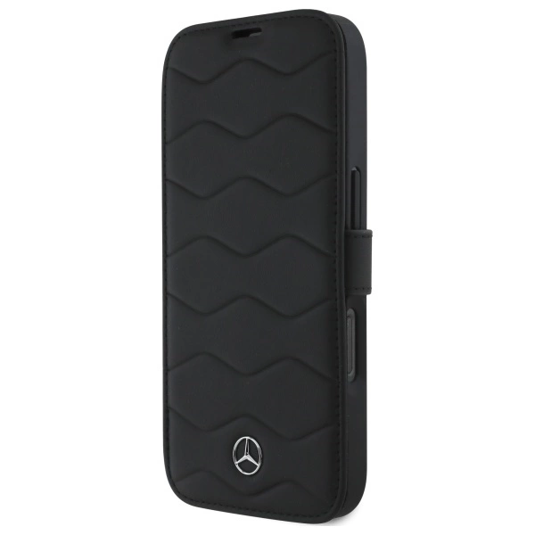 Etui Mercedes MB Waves Leather na iPhone 16 Pro Max - czarne