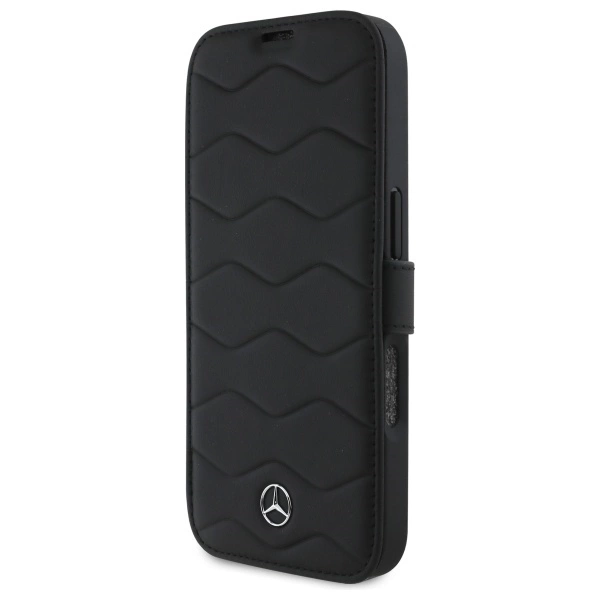 Etui Mercedes MB Waves Leather na iPhone 16 Pro Max - czarne