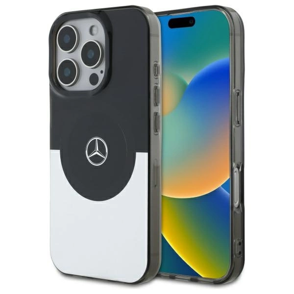 Etui Mercedes Doubel Layer BiColor MagSafe na iPhone 16 Pro - srebrne