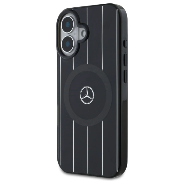 Etui Mercedes MB Double Layer Crossed Lines MagSafe na iPhone 16 - czarne