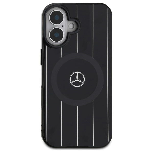 Etui Mercedes MB Double Layer Crossed Lines MagSafe na iPhone 16 - czarne