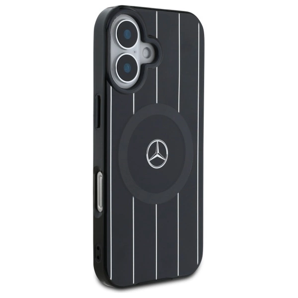 Etui Mercedes MB Double Layer Crossed Lines MagSafe na iPhone 16 - czarne