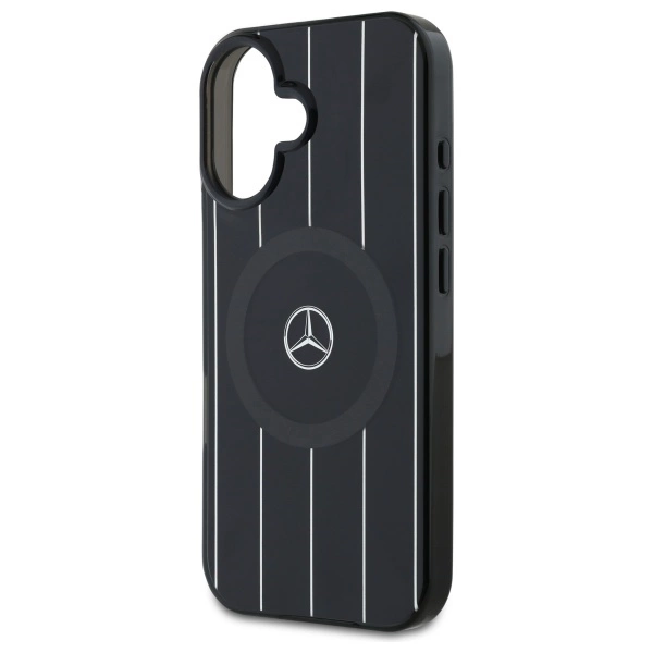 Etui Mercedes MB Double Layer Crossed Lines MagSafe na iPhone 16 - czarne
