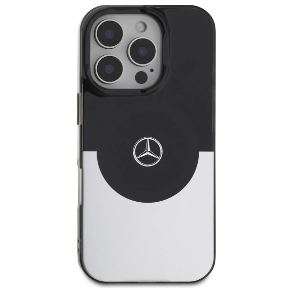 Etui Mercedes Doubel Layer BiColor MagSafe na iPhone 16 Pro Max - srebrne