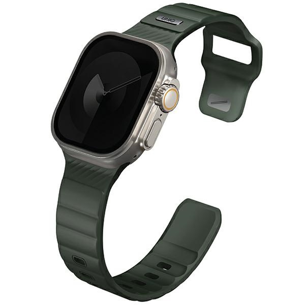 UNIQ pasek Stride Apple Watch Series1/2/3/4/5/6/7/8/9/SE/SE2/Ultra/Ultra 2 42/44/45/49mm FKM Rubber Strap ciemnozielony/moss green