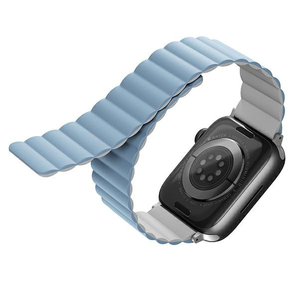 UNIQ pasek Revix Apple Watch Series1/2/3/4/5/6/7/8/9/SE/SE2 38/40/41mm. Reversible Magnetic biały-niebieski/white-blue