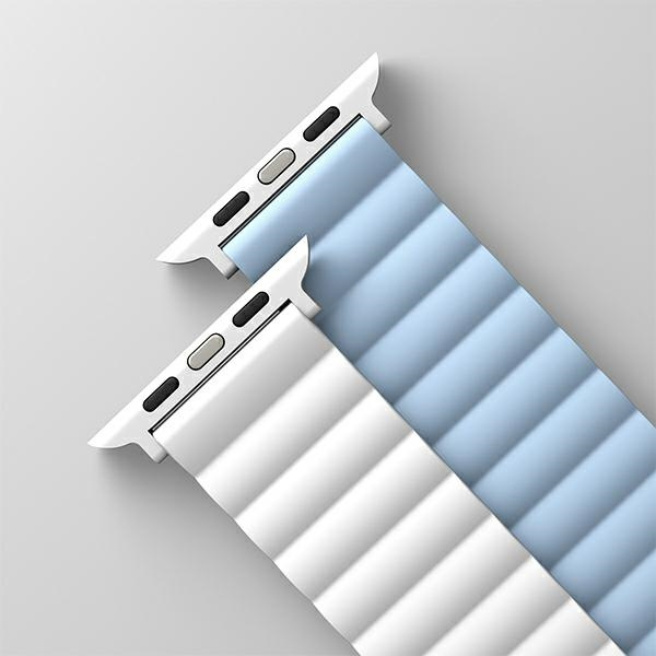 UNIQ pasek Revix Apple Watch Series1/2/3/4/5/6/7/8/9/SE/SE2 38/40/41mm. Reversible Magnetic biały-niebieski/white-blue