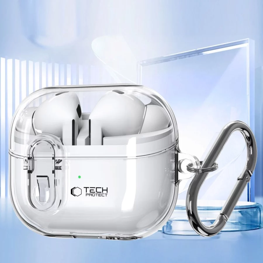 Etui Tech-Protect FlexAir z karabińczykiem na Samsung Galaxy Buds 3 / 3 Pro - przezroczyste