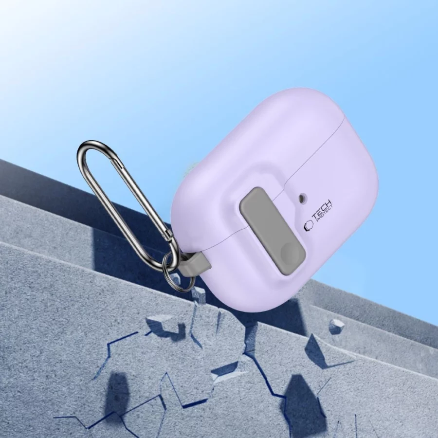 Etui Tech-Protect Slim Hook z karabińczykiem na Apple AirPods Pro 1 / 2 - fioletowe