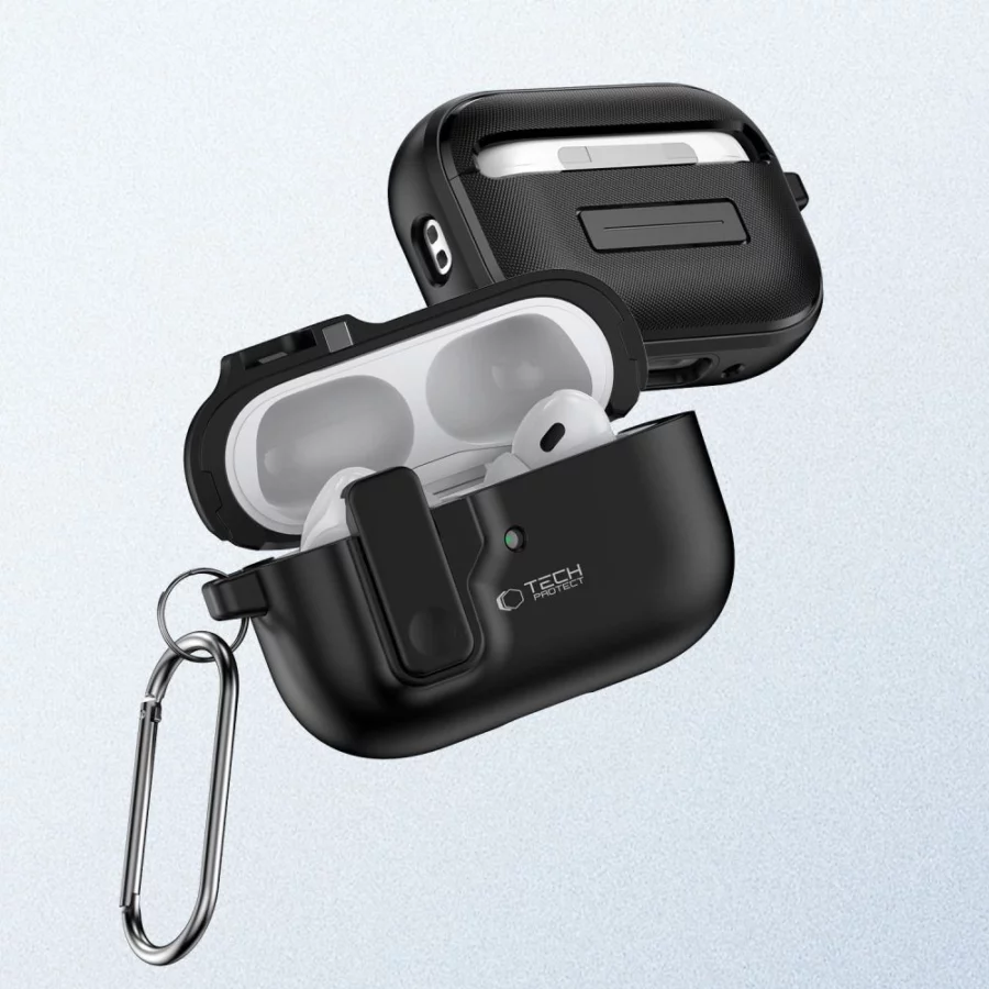 Etui Tech-Protect Slim Hook z karabińczykiem na Apple AirPods Pro 1 / 2 - czarne
