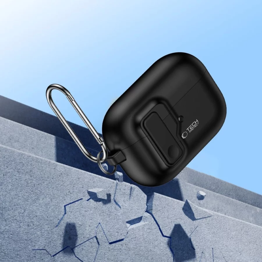 Etui Tech-Protect Slim Hook z karabińczykiem na Apple AirPods Pro 1 / 2 - czarne