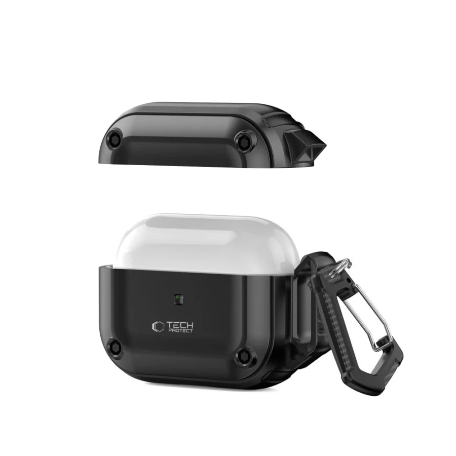 Etui Tech-Protect Rough Hook z karabińczykiem na Apple AirPods Pro 1 / 2 - czarny