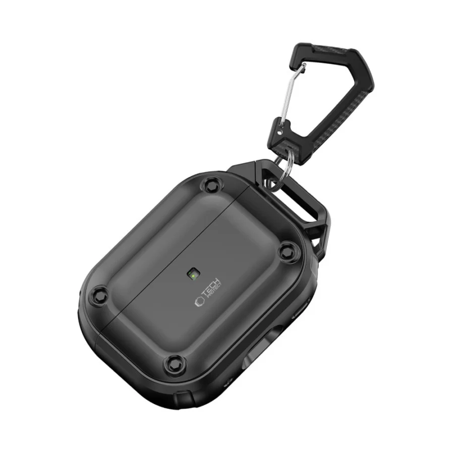 Etui Tech-Protect Rough Hook z karabińczykiem na Apple AirPods Pro 1 / 2 - czarny