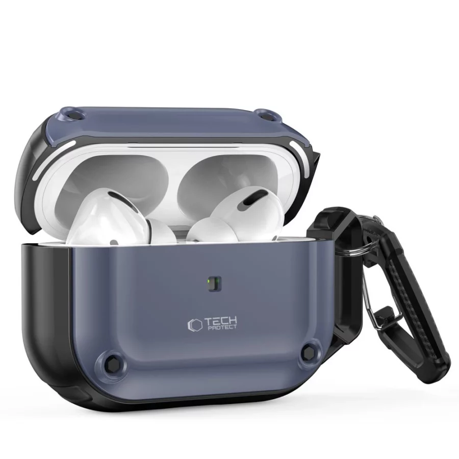 Etui Tech-Protect Rough Hook z karabińczykiem na Apple AirPods Pro 1 / 2 - niebieskie