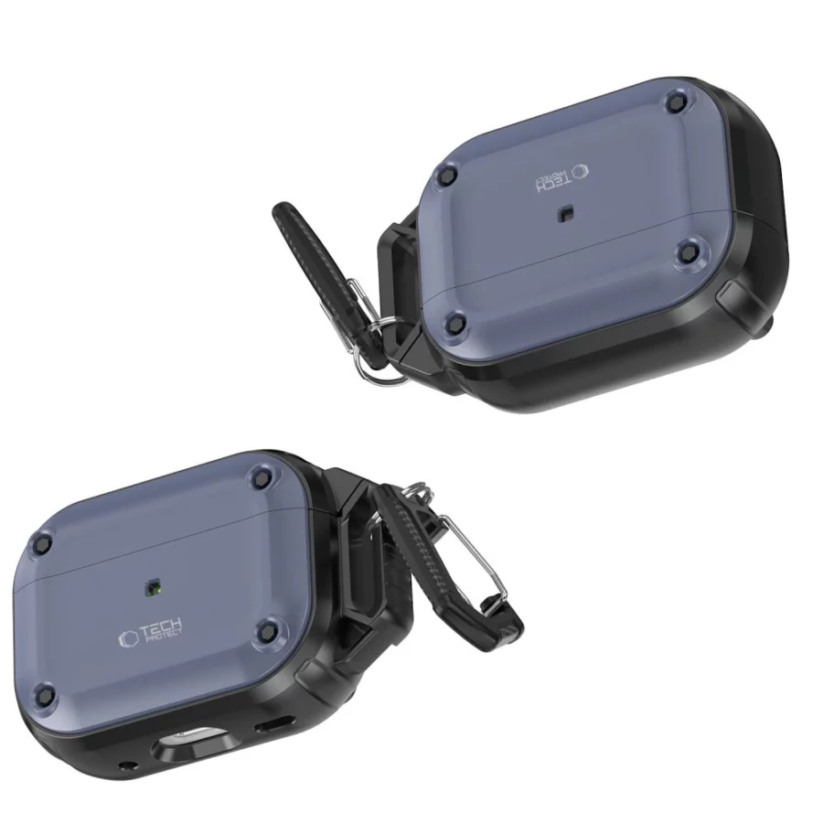 Etui Tech-Protect Rough Hook z karabińczykiem na Apple AirPods Pro 1 / 2 - niebieskie