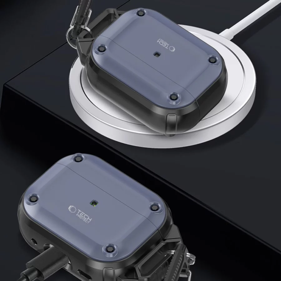 Etui Tech-Protect Rough Hook z karabińczykiem na Apple AirPods Pro 1 / 2 - niebieskie