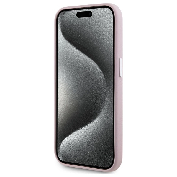 Etui Karl Lagerfeld FW Metal Plate MagSafe na iPhone 15  Pro - różowe