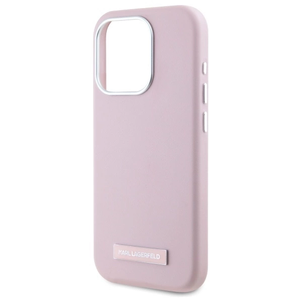 Etui Karl Lagerfeld FW Metal Plate MagSafe na iPhone 15 Pro Max - różowe