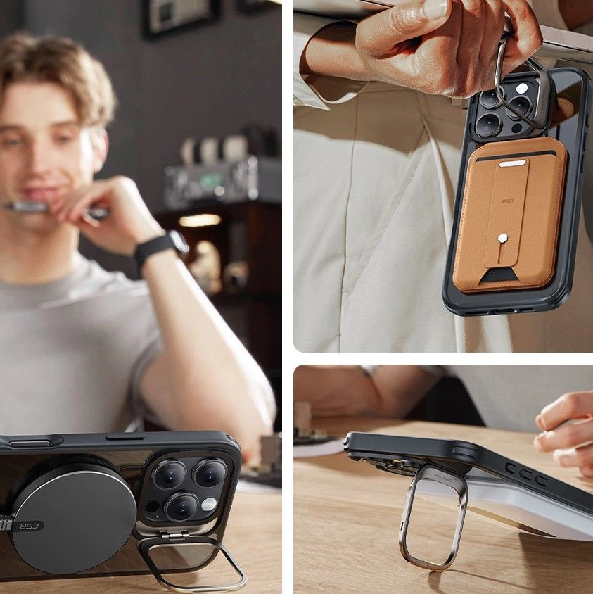 Zestaw etui ESR Classic Hybrid Kickstand Halolock MagSafe + Szkło hartowane na iPhone 16 Pro - przezroczyste