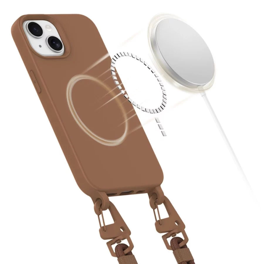Etui Tech-Protect MagNecklace MagSafe na iPhone 15 - brązowe
