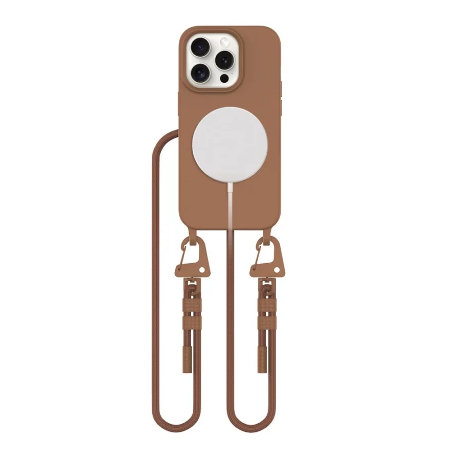 Etui Tech-Protect MagNecklace MagSafe na iPhone 15 Pro - brązowe