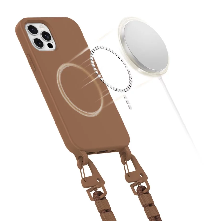 Etui Tech-Protect MagNecklace MagSafe na iPhone 12 / 12 Pro - brązowe