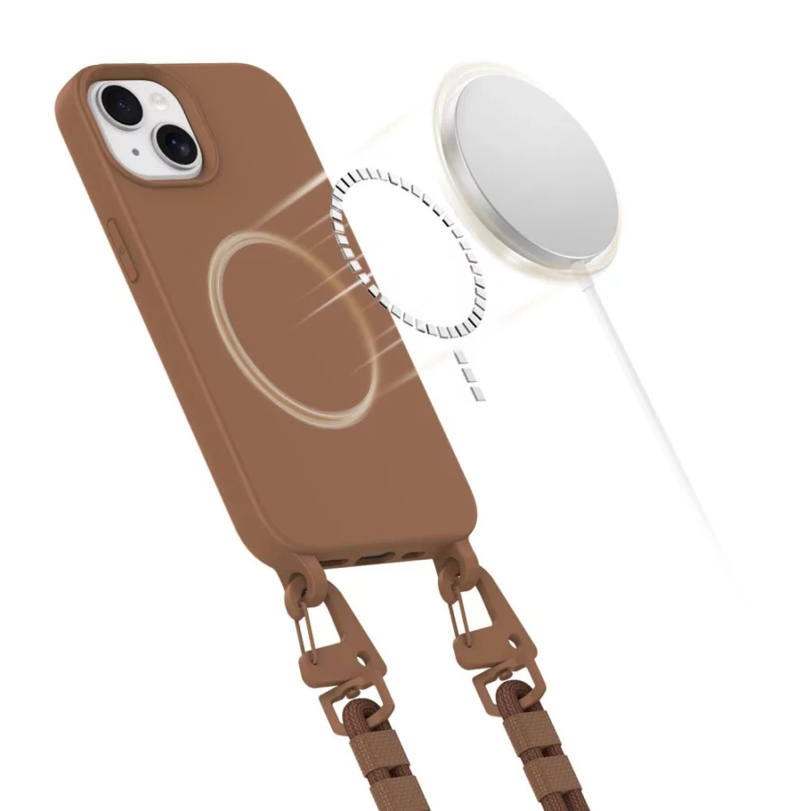 Etui Tech-Protect MagNecklace MagSafe na iPhone 14 - brązowe