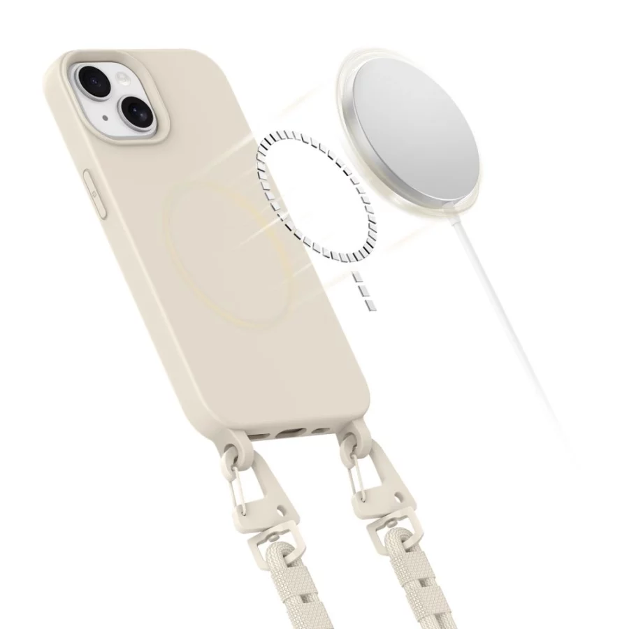Etui Tech-Protect MagNecklace MagSafe na iPhone 14 - beżowe