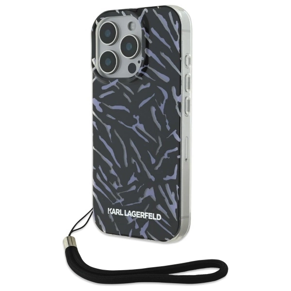Etui Karl Lagerfeld Zebra With Cord na iPhone 16 Pro - fioletowe