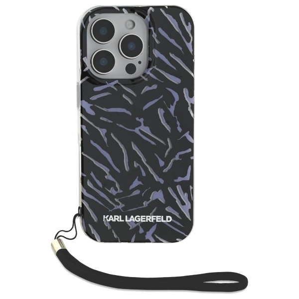 Etui Karl Lagerfeld Zebra With Cord na iPhone 16 Pro - fioletowe