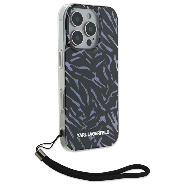 Etui Karl Lagerfeld Zebra With Cord na iPhone 16 Pro - fioletowe
