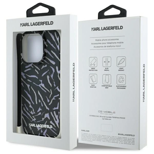 Etui Karl Lagerfeld Zebra With Cord na iPhone 16 Pro - fioletowe